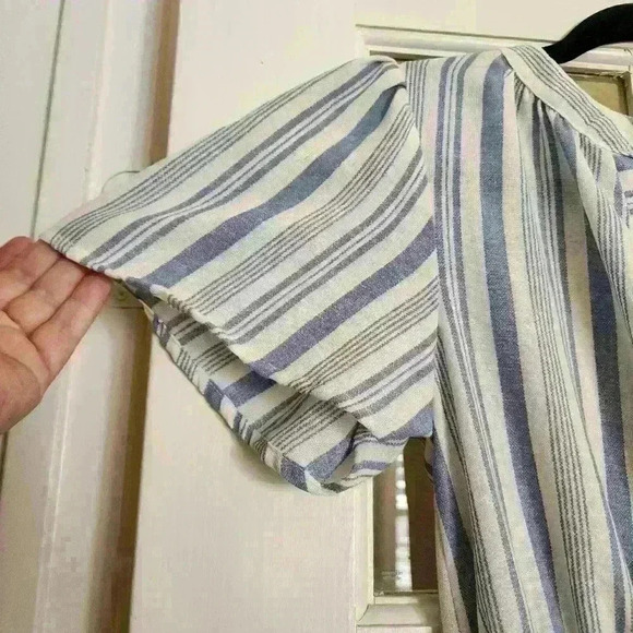 Monteau Short Sleeve V Neck Striped Relaxed Flowy Farmhouse Maxi Dress Medium - Picture 6 of 10